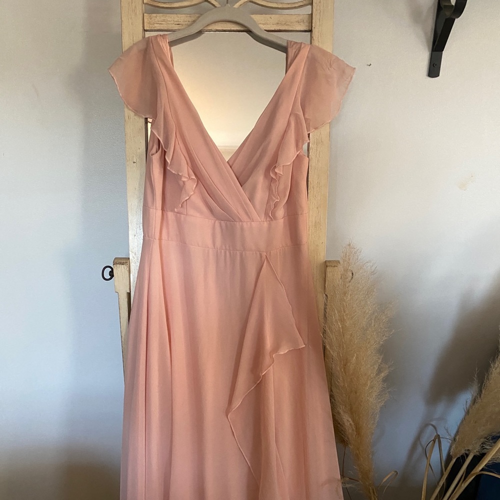 Dusty light pink floor length dress